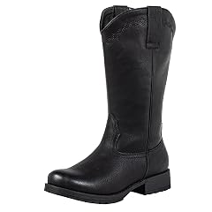 SheSole Extra Wide Calf Boots for Women - Easy Pull-On with Hidden Stretch Panel Western Design Round Toe