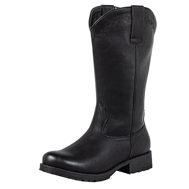 SheSole Extra Wide Calf Boots for Women - Easy Pull-On with Hidden Stretch Panel Western Design Round Toe