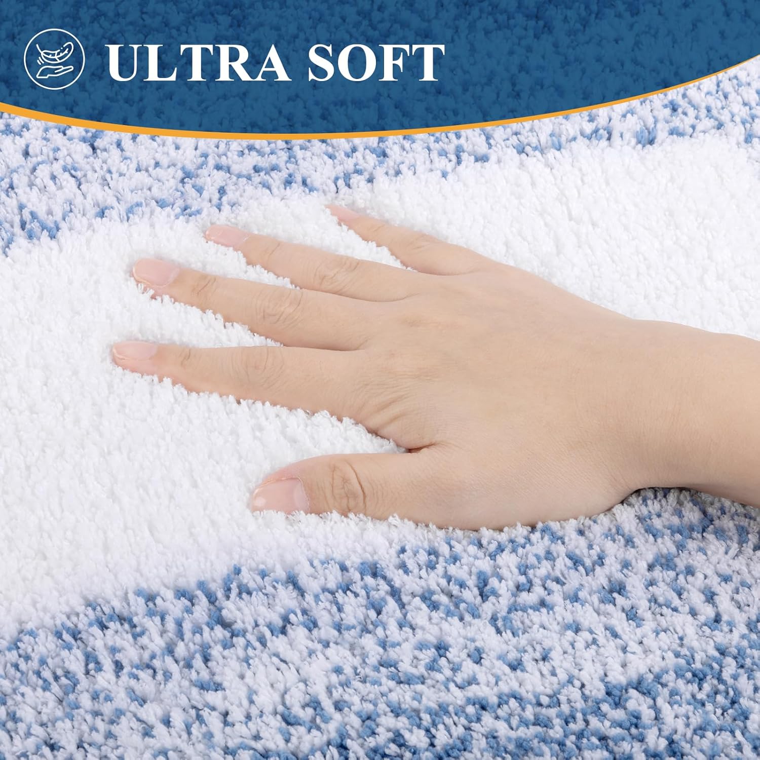 Bsmathom Bathroom Rugs Set, 2 Piece, Soft Plus Absorbent, Non Slip, Machine Washable, Blue (18"x26" Plus 18"x48")