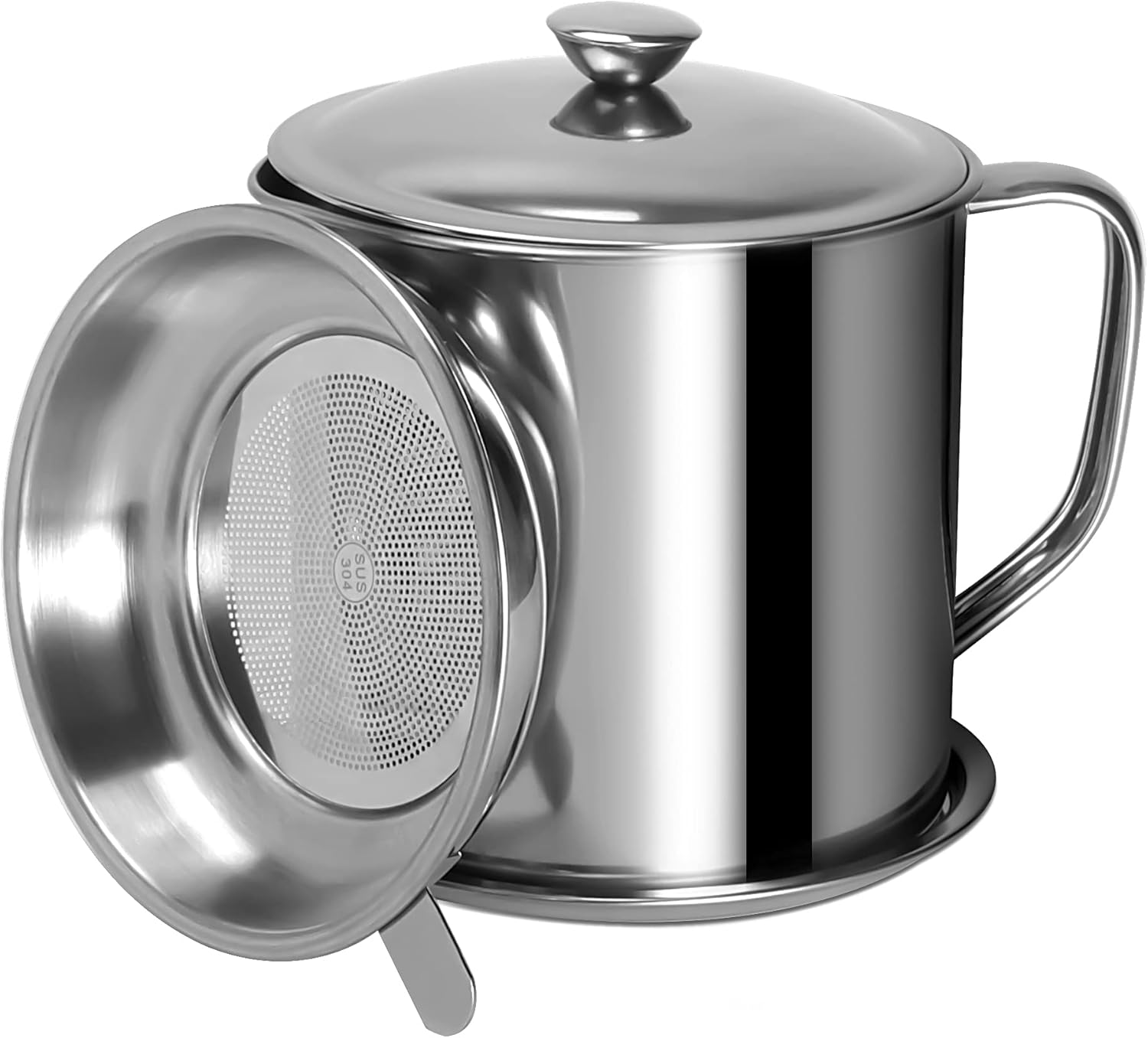 Bacon Grease Container with Strainer 1.25 L / 42 oz Strong