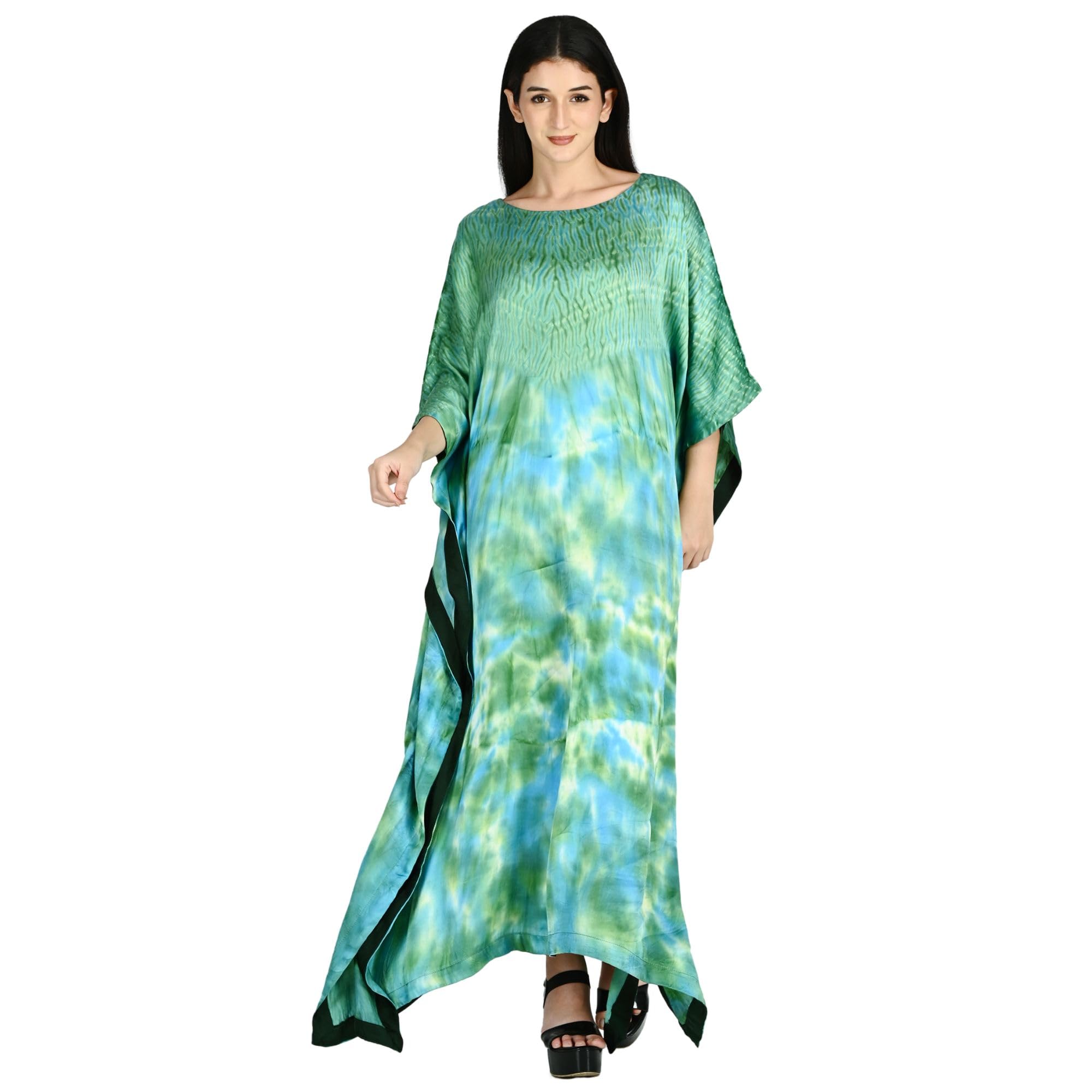 Women's Shibori Kaftan | Silk Fabric | Patterned | Everyday Use, Sage Green-image-8