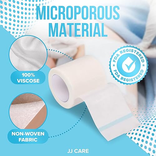 Miniatura 3 de JJ CARE Cinta microporosa paquete de 16 2 x 10 yardas cinta de papel transpirable uso médico cinta quirúrgica de papel sin látex rollos de cinta