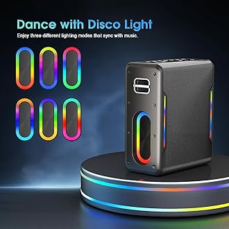 Karaoke Machine for Adults & Kids, Bluetooth Speaker Portable with 2 Wireless Microphones, Bass/Treble Adjustment, Remote and LED Light, PA System Support AUX/USB/TF for Home Party (Graphite)