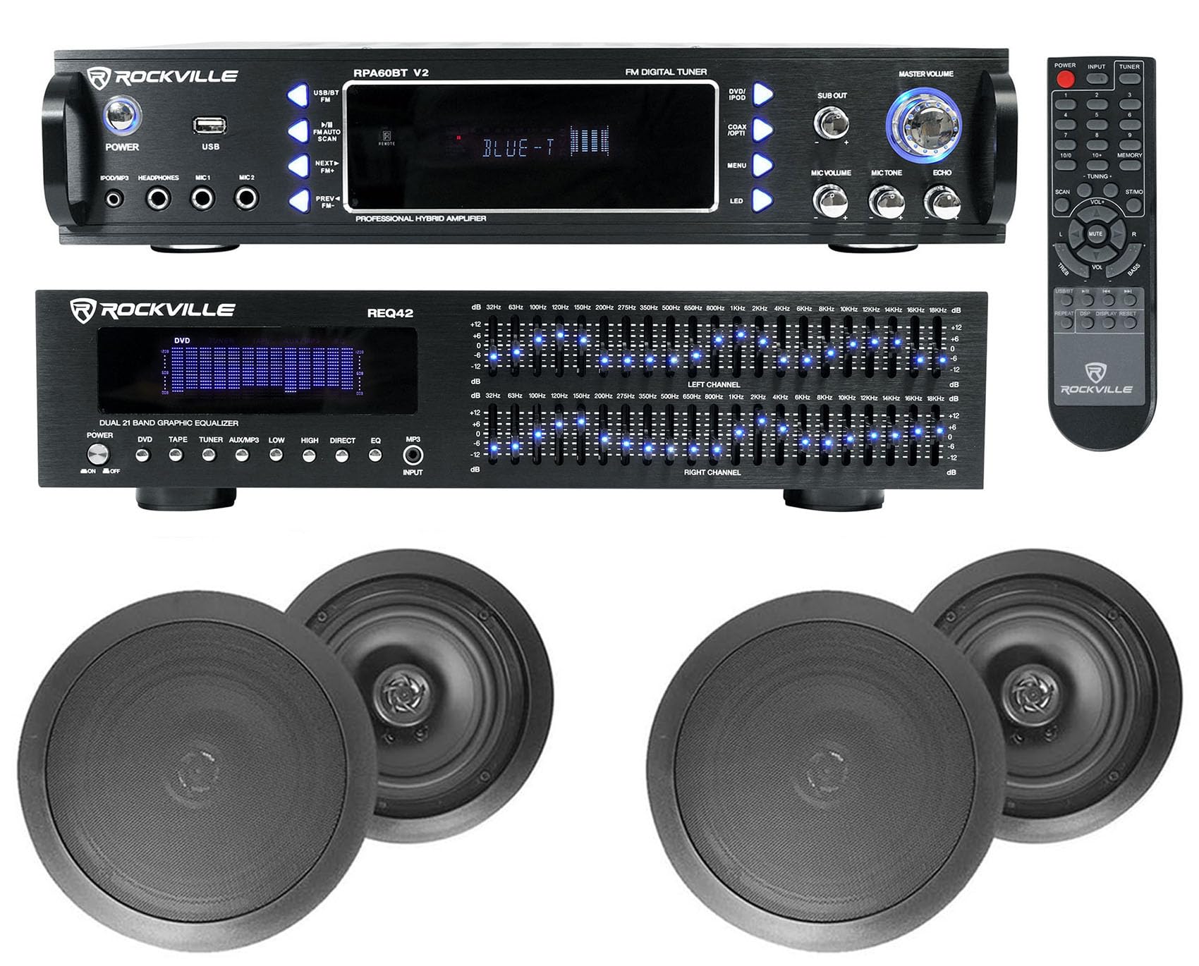 ミュージック 2repo Amazon.com: Rockville Bundle: RPA60BT V2 1000W 2-Ch USB
