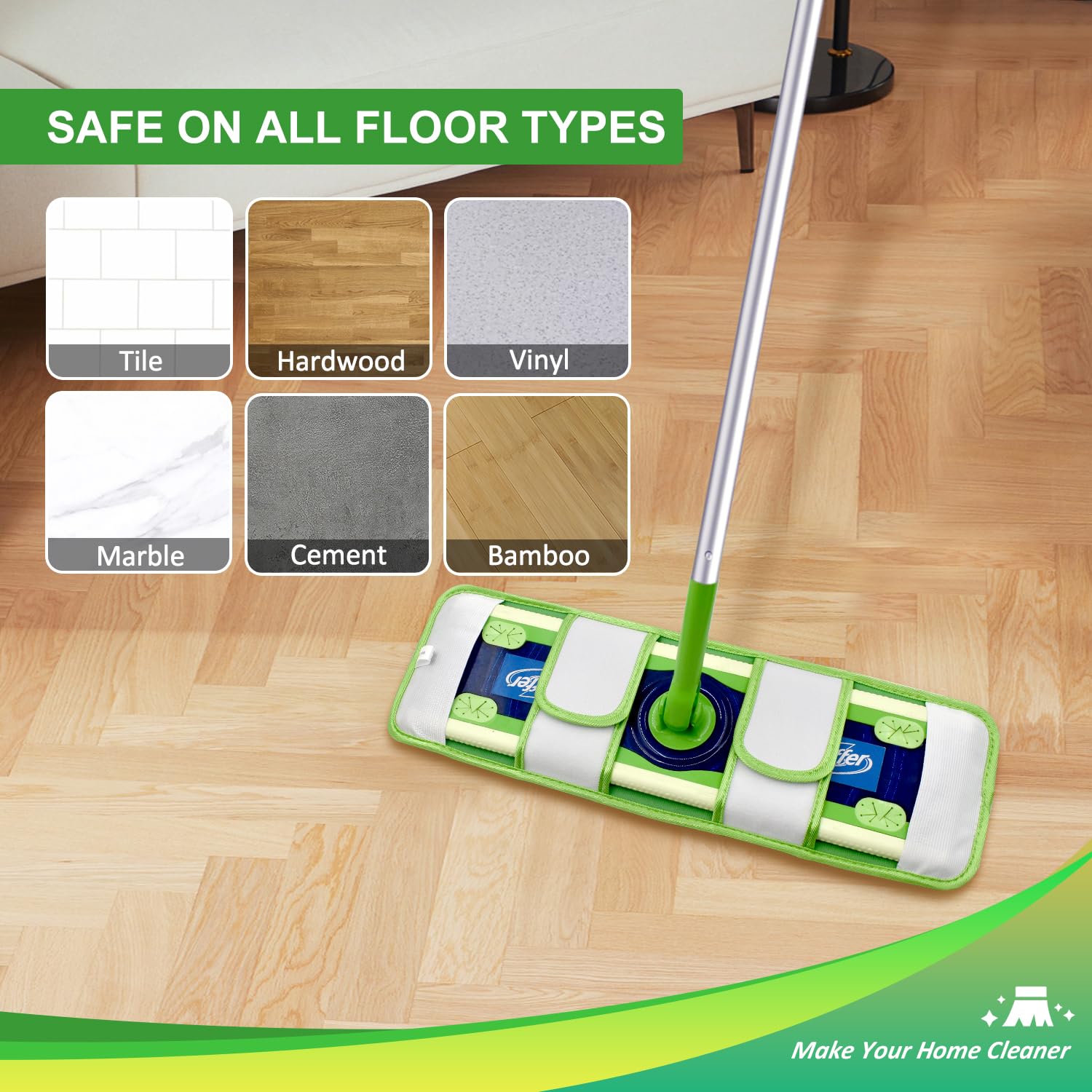 Paquete de 4 almohadillas de microfibra para fregonas Swiffer XL, paños reutilizables para trapear húmedos y secos compatibles con Swiffer Sweeper XL, repuestos de fregona XL lavables para todas las