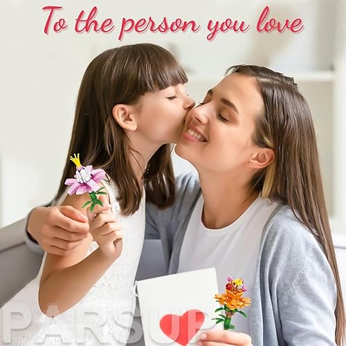 Miniatura 7 de 30 piezas de regalos para el día de San Valentín para niños 6 bloques de construcción de flores artificiales diferentes con cajas de regalo de San