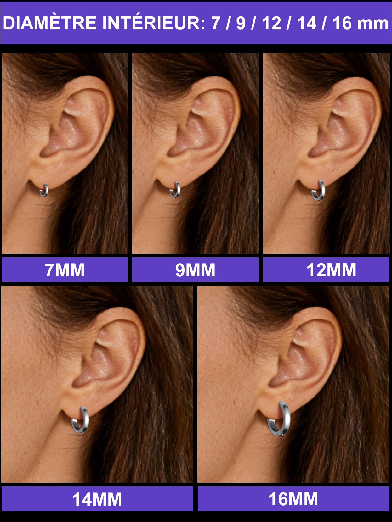 Richsteel 3/5 Paires Boucles d'oreilles en Acier Inoxydable pour Homme Femme - Set de Créoles d'Oreilles Cadeau Saint-Valentin - Bijoux pour Couples