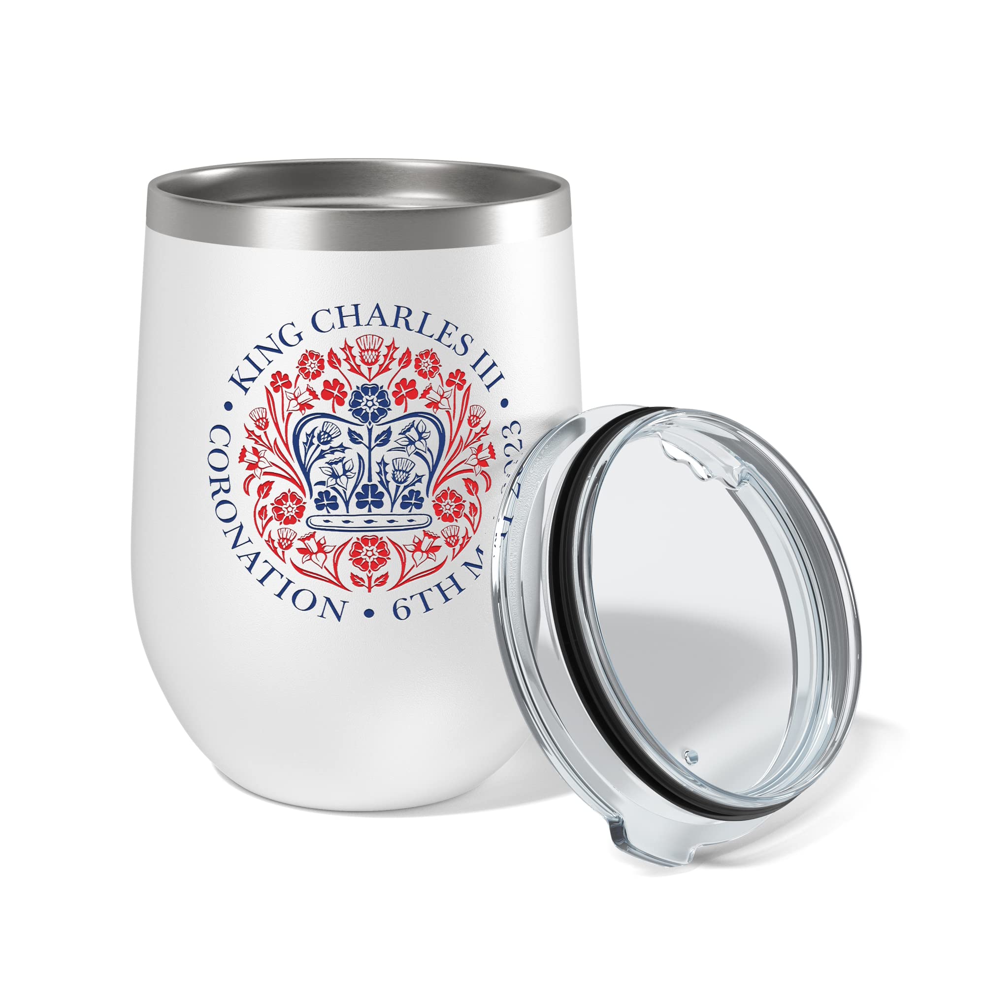 Kings Coronation Tumbler Mug 2023 Official Emblem 12oz Insulated Tumbler with Lid King Charles III Commemorative Souvenir Gift His Majesty The King Royal Memorabilia Gifts Coronation Memorabilia