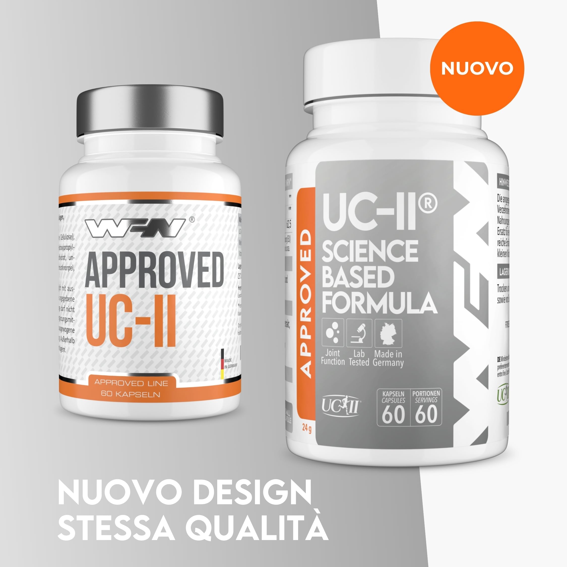 WFN Approved UC-II - Collagene tipo 2 non denaturato - Alto dosaggio - 60 capsule - Complesso articolare con Collagene UC II, Vitamina C e Boswellia Serrata - Prodotto e testato in Germania