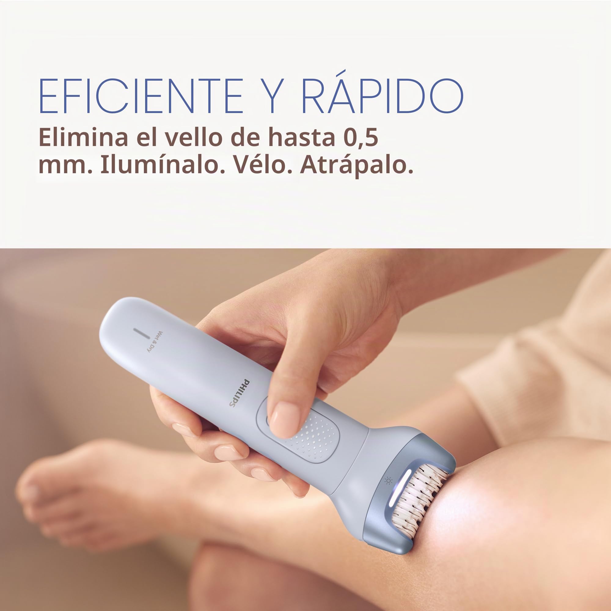 Philips Depiladora Serie 8000 - Depiladora eléctrica inalámbrica en seco y húmedo para piernas y cuerpo, con ProGuide, 3 accesorios, 60 min de tiempo de funcionamiento, modelo BRE708/00