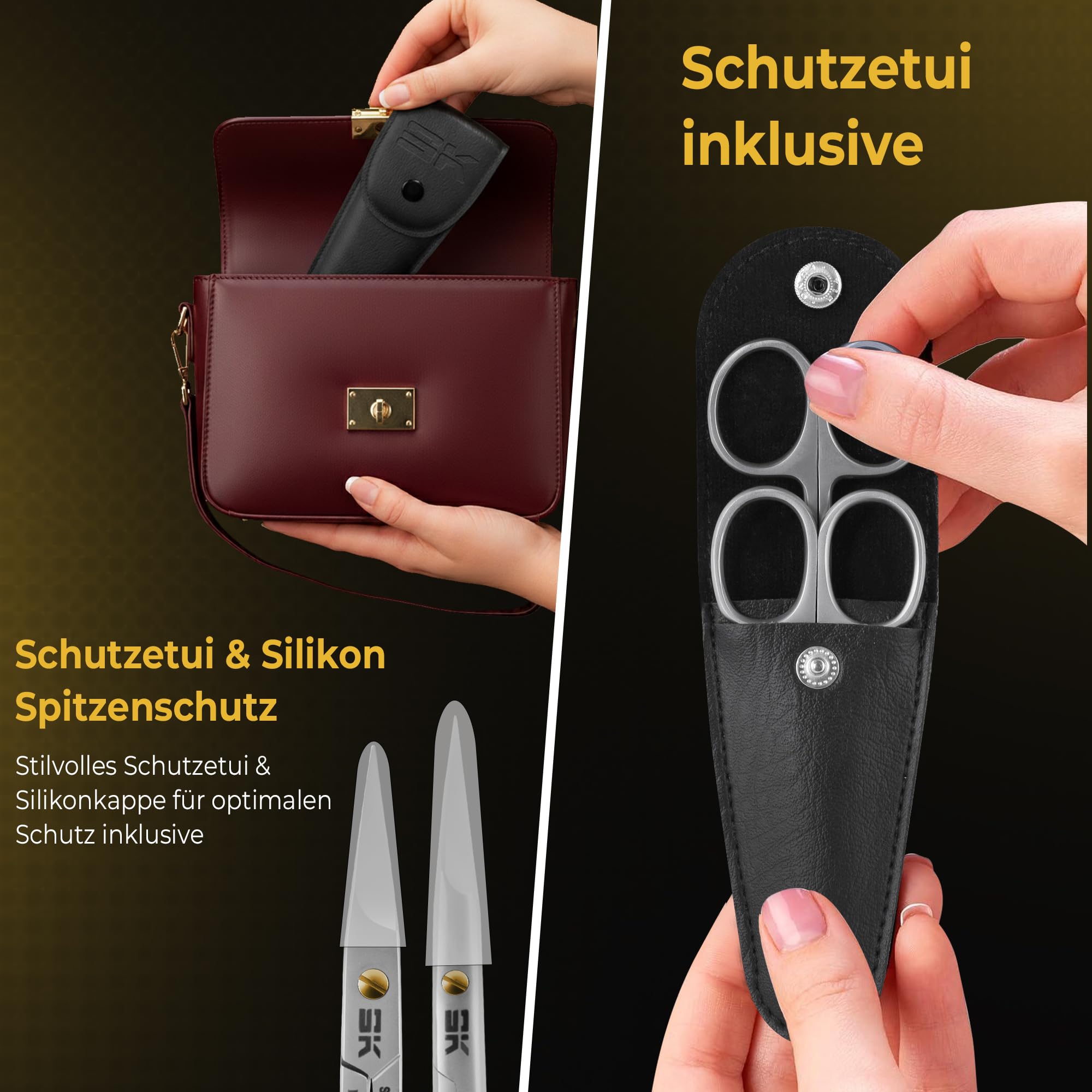 Scheren set 2-Teilig Nagelhautschere fein gebogen 9,5 cm & Nagelschere gebogen 9 cm Premium Rostfreier Edelstahl geeignet zum entfernen von Nagelhaut & hautresten Wimpern & Augen