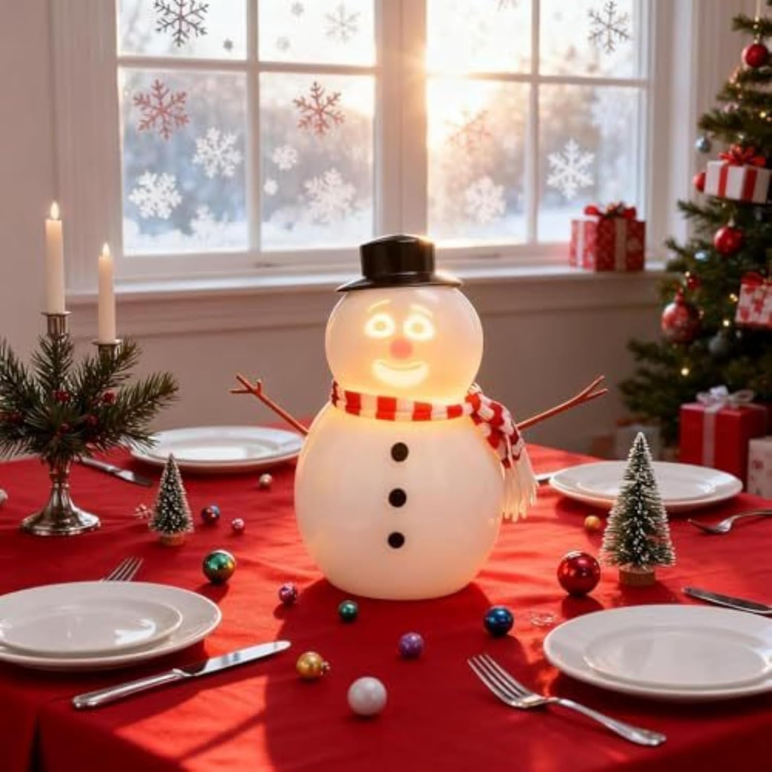 Pupazzo di neve animato parlante, decorazione natalizia plug-play con proiettore e altoparlante integrati, per display domestici, feste e festività small