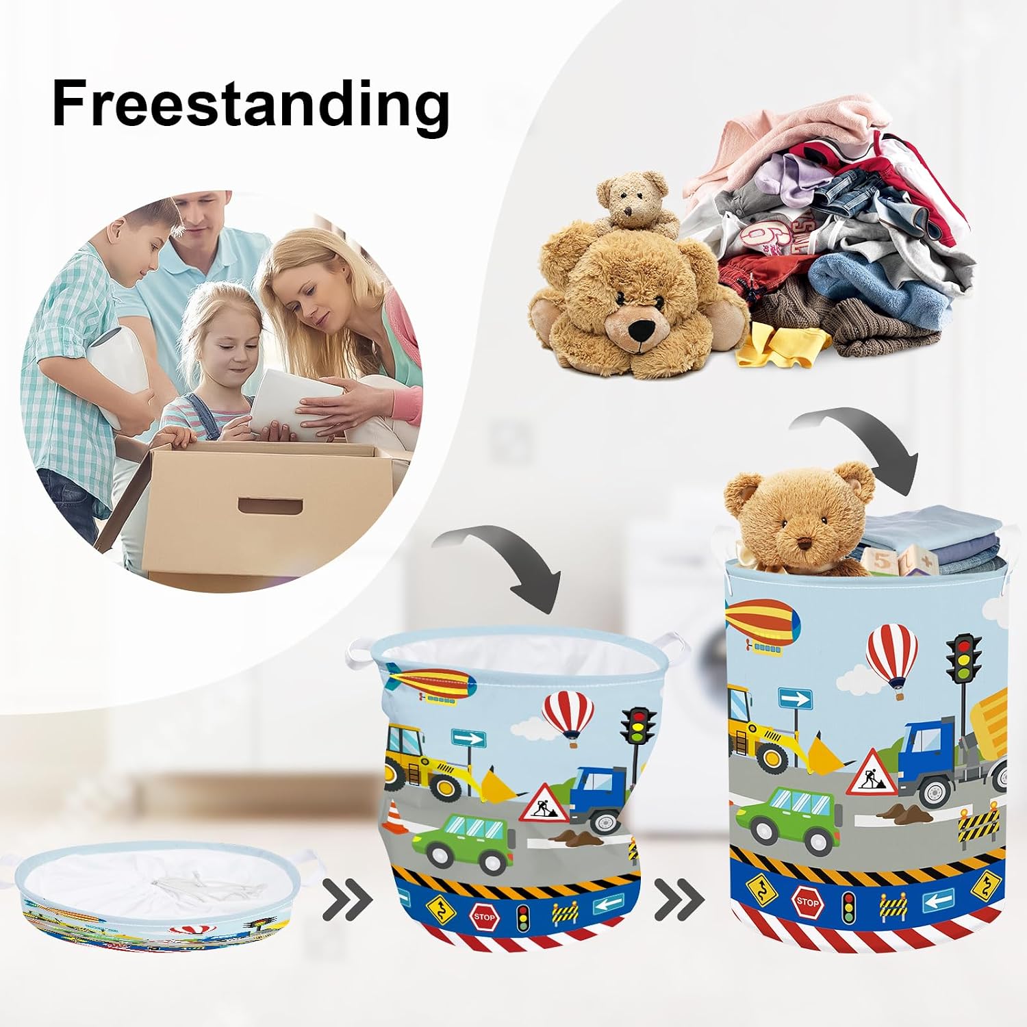 Car Baby Laundry Basket Large Kids Toy Box Empty Gifts Bag image 3