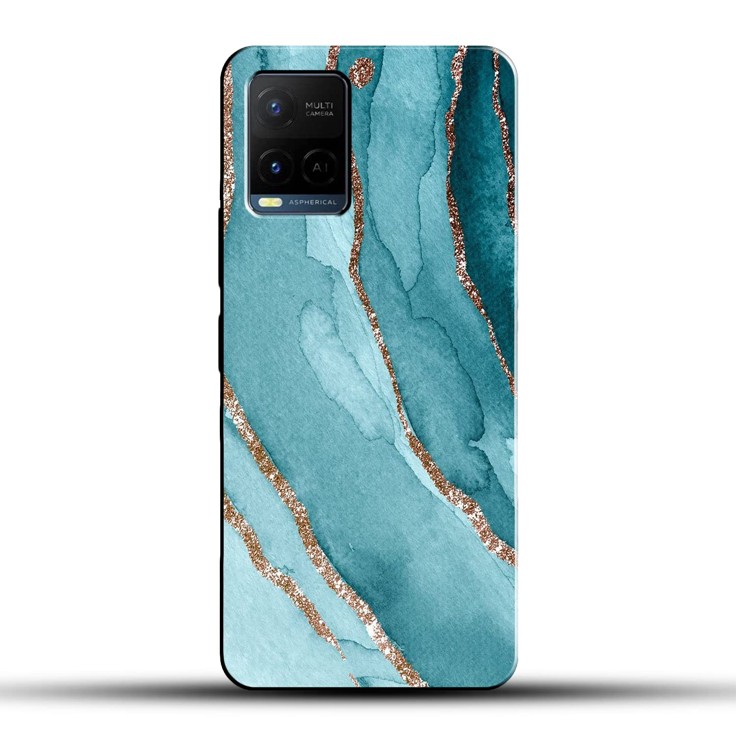 COLORflow Polycarbonate Vivo Y21 2021 / Y33S Back Cover|Blue Marble Golden Stripes|Designer Printed Hard Case Bumper Back Cover For Vivo Y21 2021 / Y33S (B0BFBQ8KWG) Amazon Price History, Amazon Price Tracker