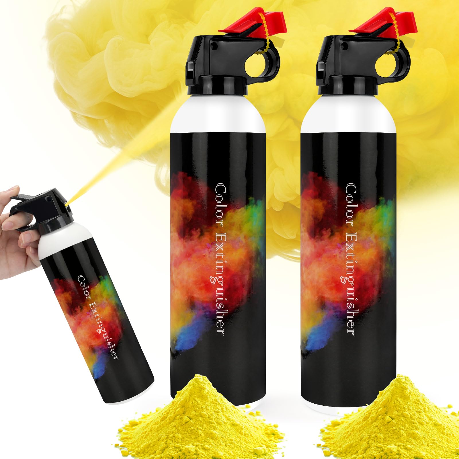 RISEMARTColour Extinguisher for Gender Reveal, Wedding, Paintball, Sports Event, Photoshoots and Special Effects - Creative Colorful Powder (Yellow, 2 Pack)