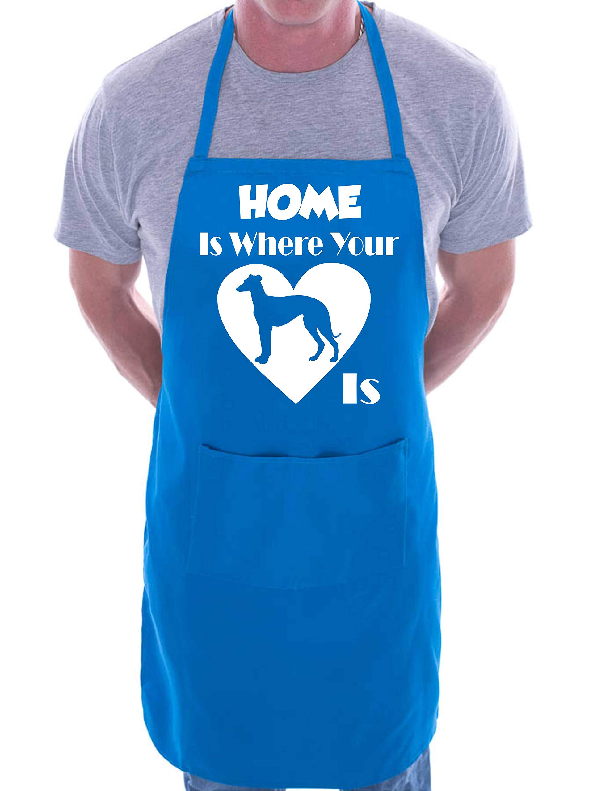Print4u Women's Blue Home Is Where Your Greyhound Is Apron Cooking Novelty Bbq Gag Gift Present For Dog Lover Mens
