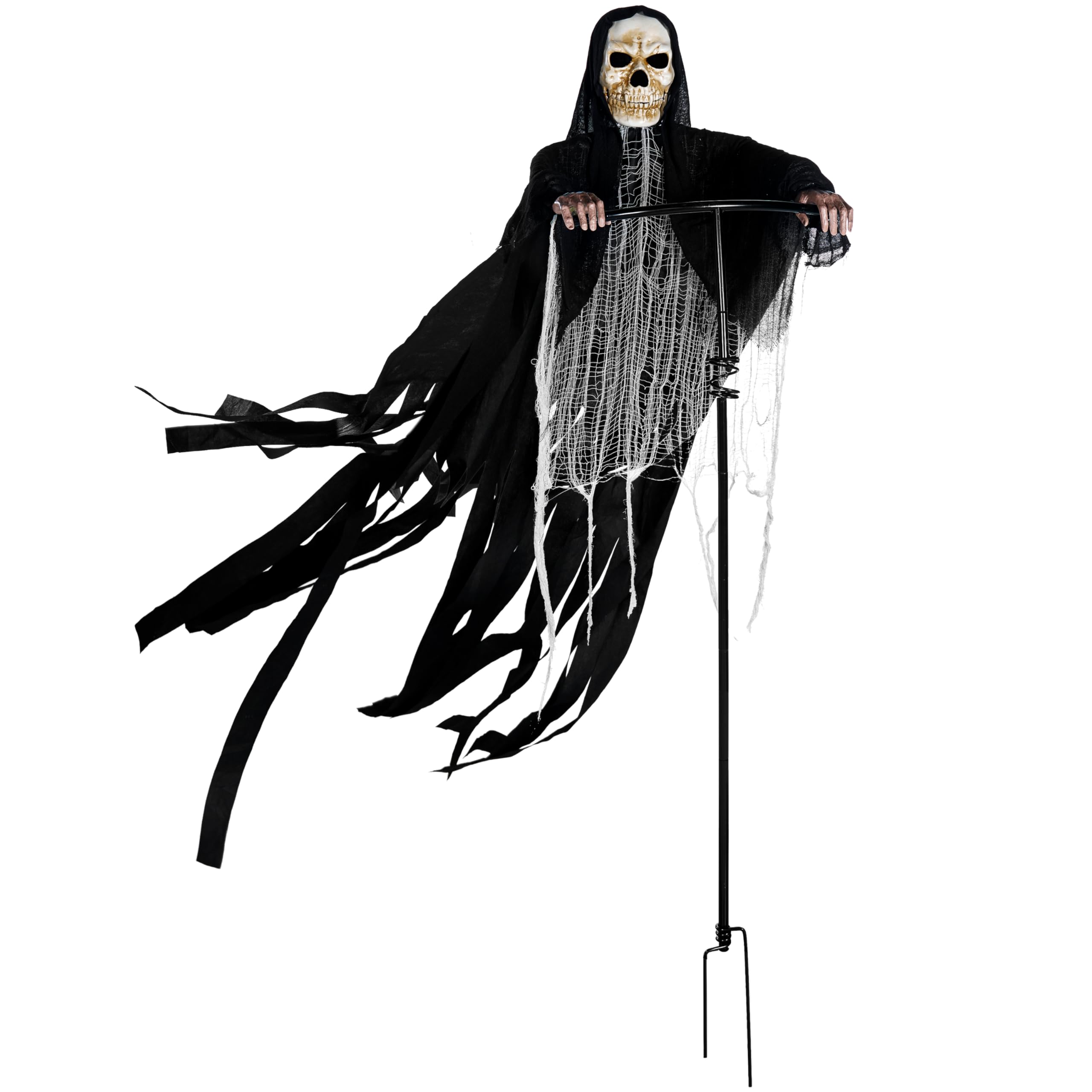 JOYIN Halloween Sensenmann Dekoration 180CM, drehbare Fliegende Schrei-Vogelscheuche, Skelett-Geister-Dekoration für Außen, geeignet für Frihof, Spukhaus, Garten, Veranda, Rasen