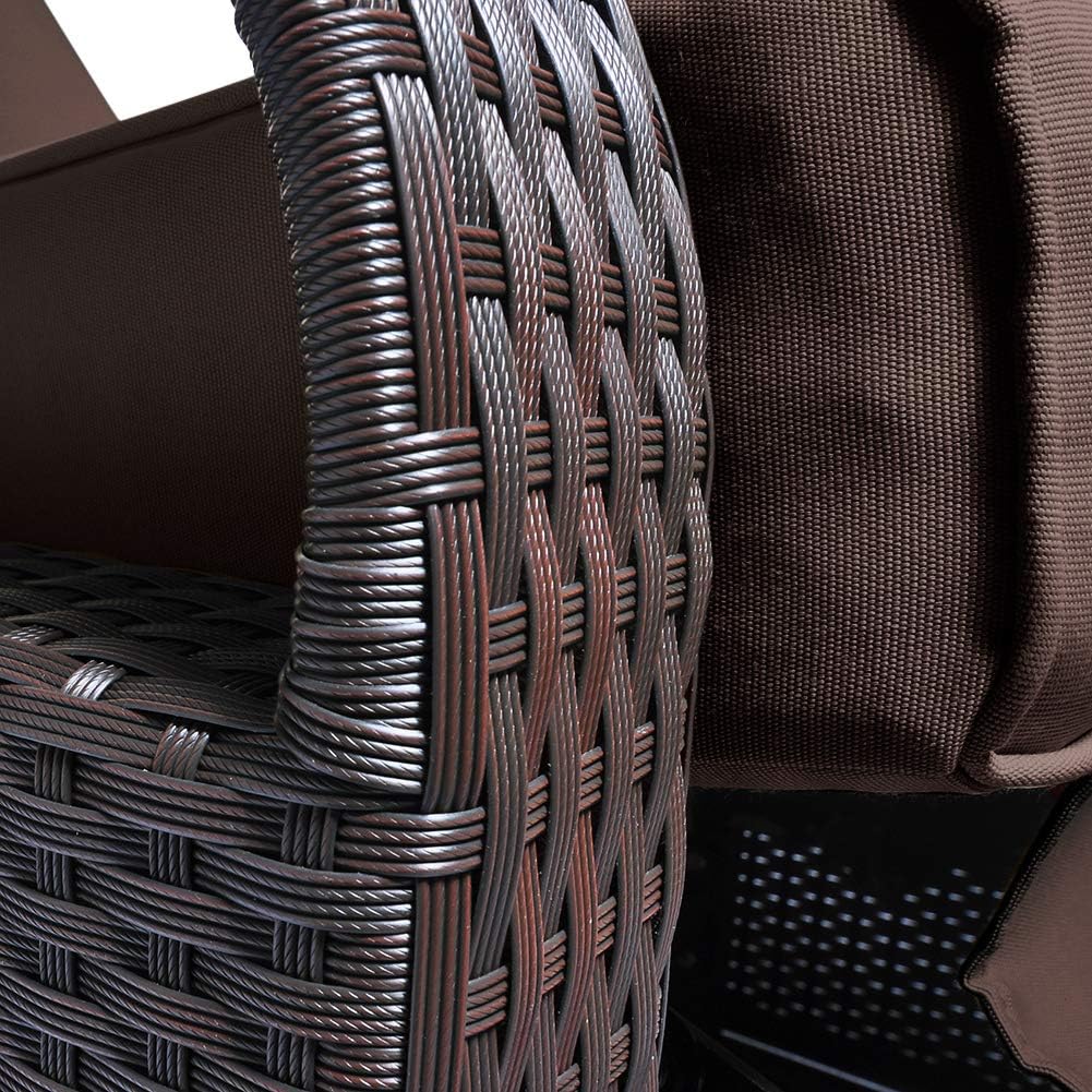 Skypatio Indoor/Outdoor Recliner Chair, Adjustable All-Weather Wicker Patio Large Reclining Chair, Aluminum Patio Rattan Spacious Seat Armchair with Thick Cushion