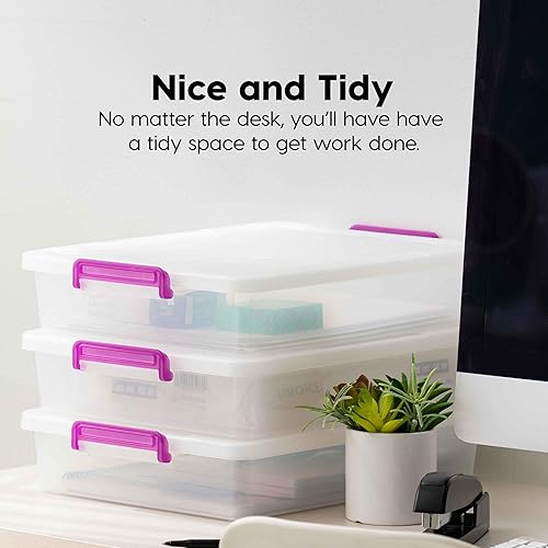 Miniatura 6 de IRIS USA - Contenedores de almacenamiento modulares de plástico transparente de 6 cuartos con hebillas de cierre seguras contenedor organizador con