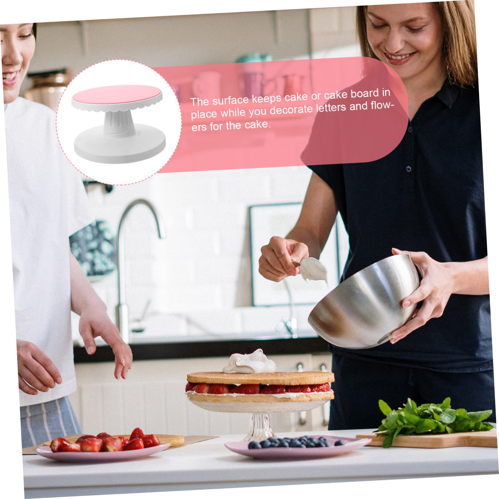 Genérico Plato Giratorio para Decorar Pasteles De 10 Pulgadas Ajustable y Antideslizante Plástico Inclinable para Repostería Uso Fiestas y Celebraciones Incluye Soporte Giratorio