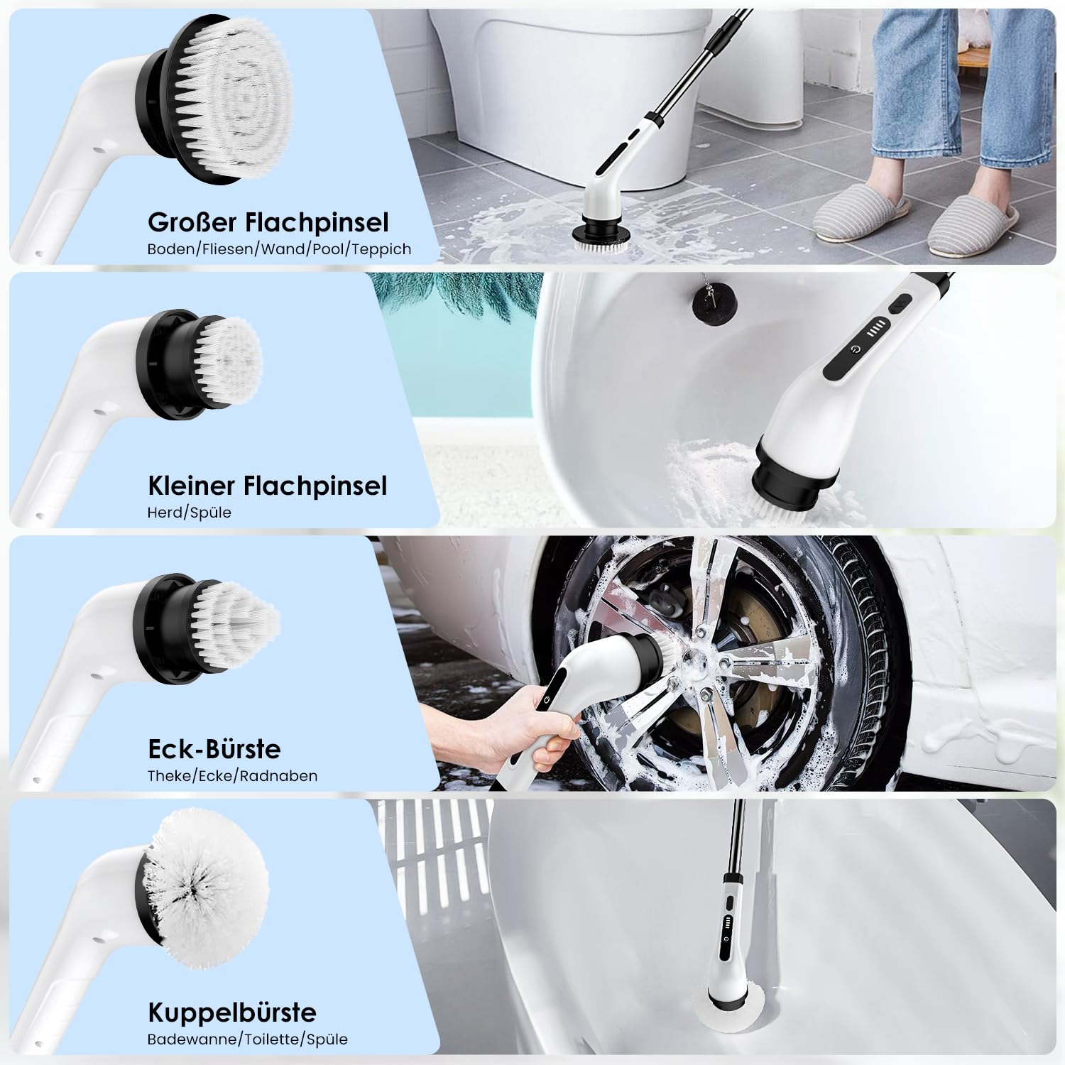 Elektrische spin scrubber snoerloos, Draagbare Multifunctionele power cleaning scrubber borstel voor Badkamer keuken, Handheld Huishoudelijke reiniging borstel gereedschappen, Tub Venster Schotel Tapijt Douche cleaner scrub borstel
