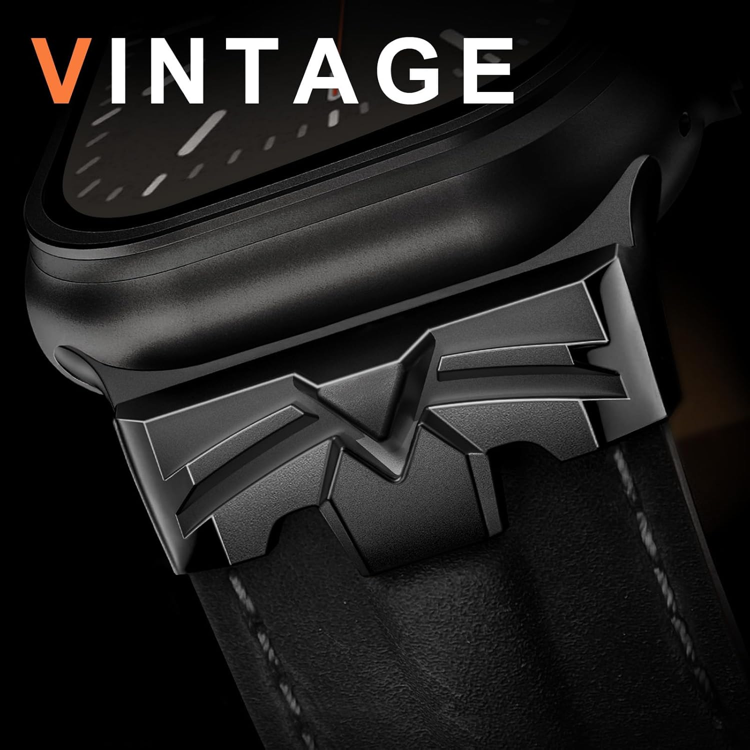 DABAOZA Leather Band Compatible for Apple Watch Ultra 3 Band 49mm 46mm 45mm 44mm for Men Women, Premium Leather Rugged Matel Replacement Strap for iWatch Ultra 2 SE Series 11 10 9 8 7 6 5 4 - Image 4