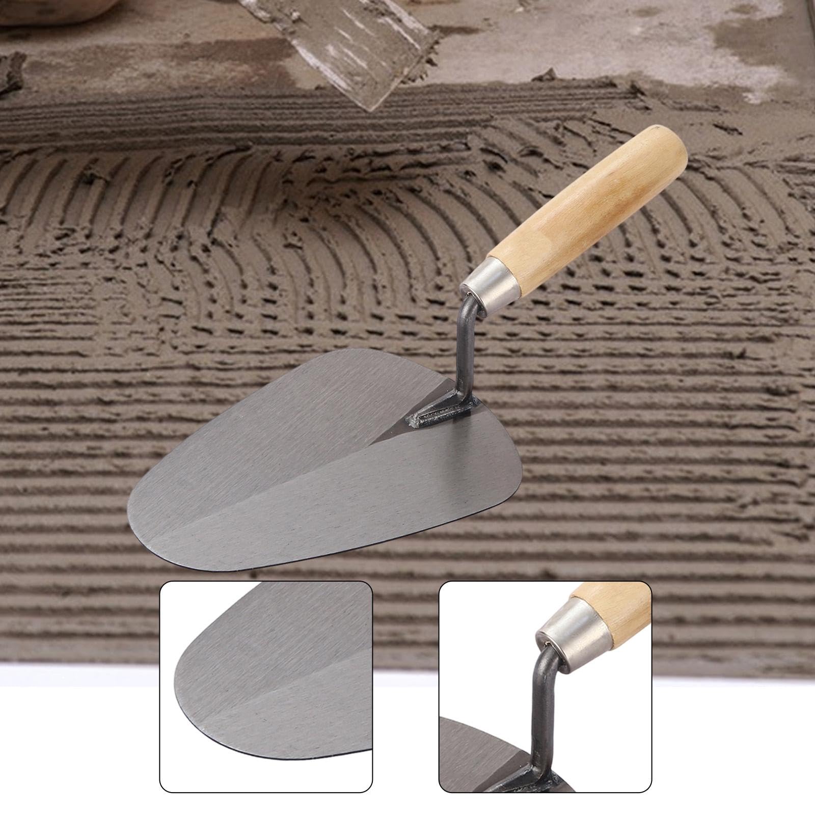 Gralara Truelle pour Béton Outil Manuel Maçonnerie Truelle de Briqueteur Poignée Ergonomique En Bois Finition Lisse Adaptée à La Rénovation Pose de Carrelage, 30cm