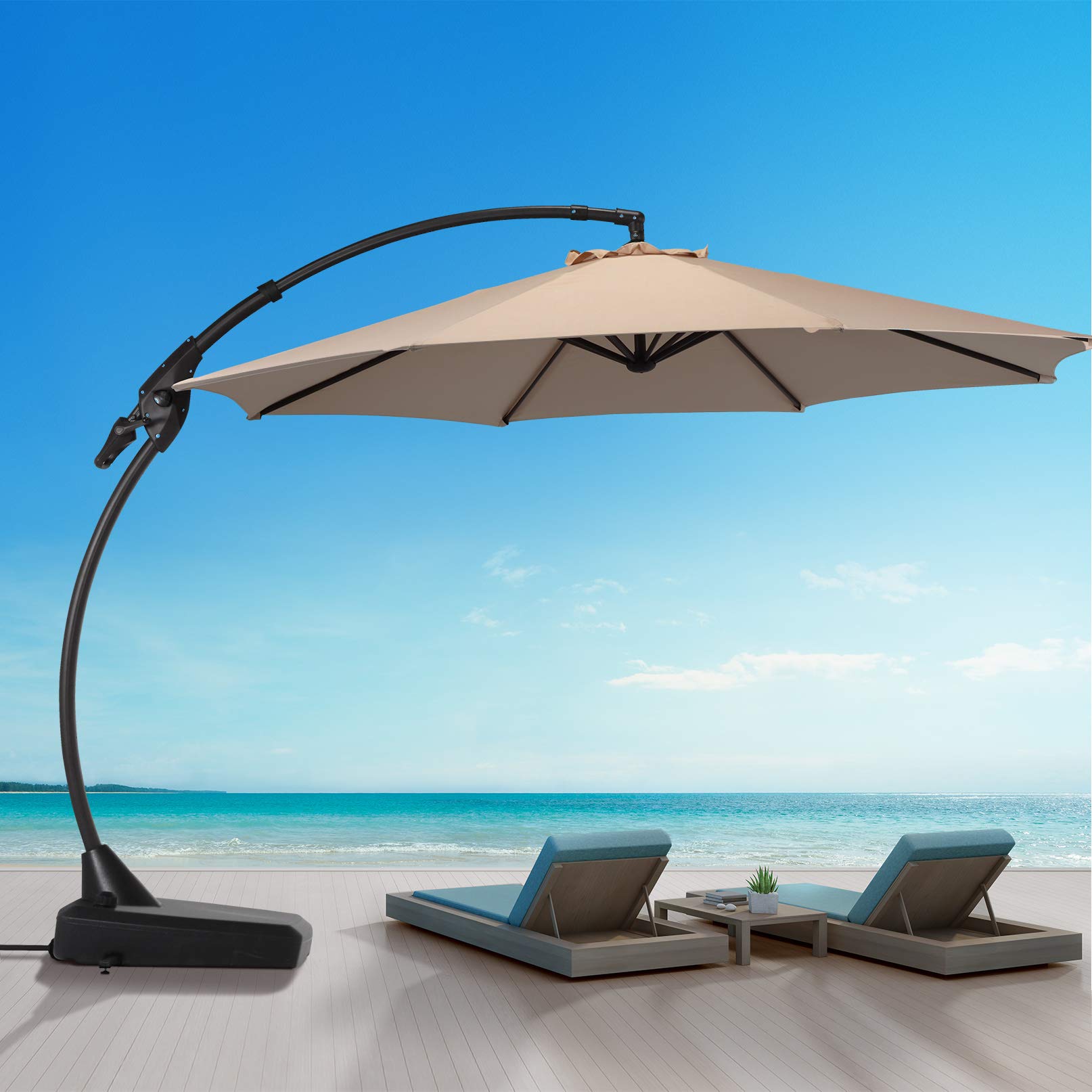 grand patio napoli deluxe 12 ft curvy aluminum offset umbrella 10x13 Rectangular Umbrella, Heavy Duty Al Special Feature Aoboco Patio Umbrella 12 FT