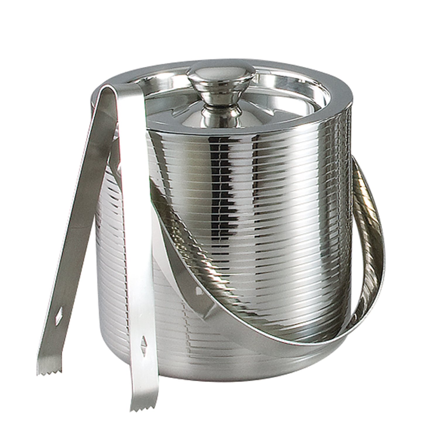 Líneas de Elegancia 15,24 cm Acero Inoxidable Cubo de Hielo con Pinzas