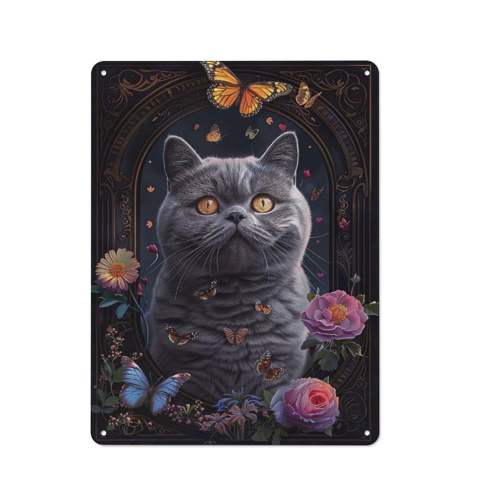 Junmoney Scottish Fold Rustic Metal Sign 40X30cm For Café Or Restaurant, Suited To Café Owners And Decorators