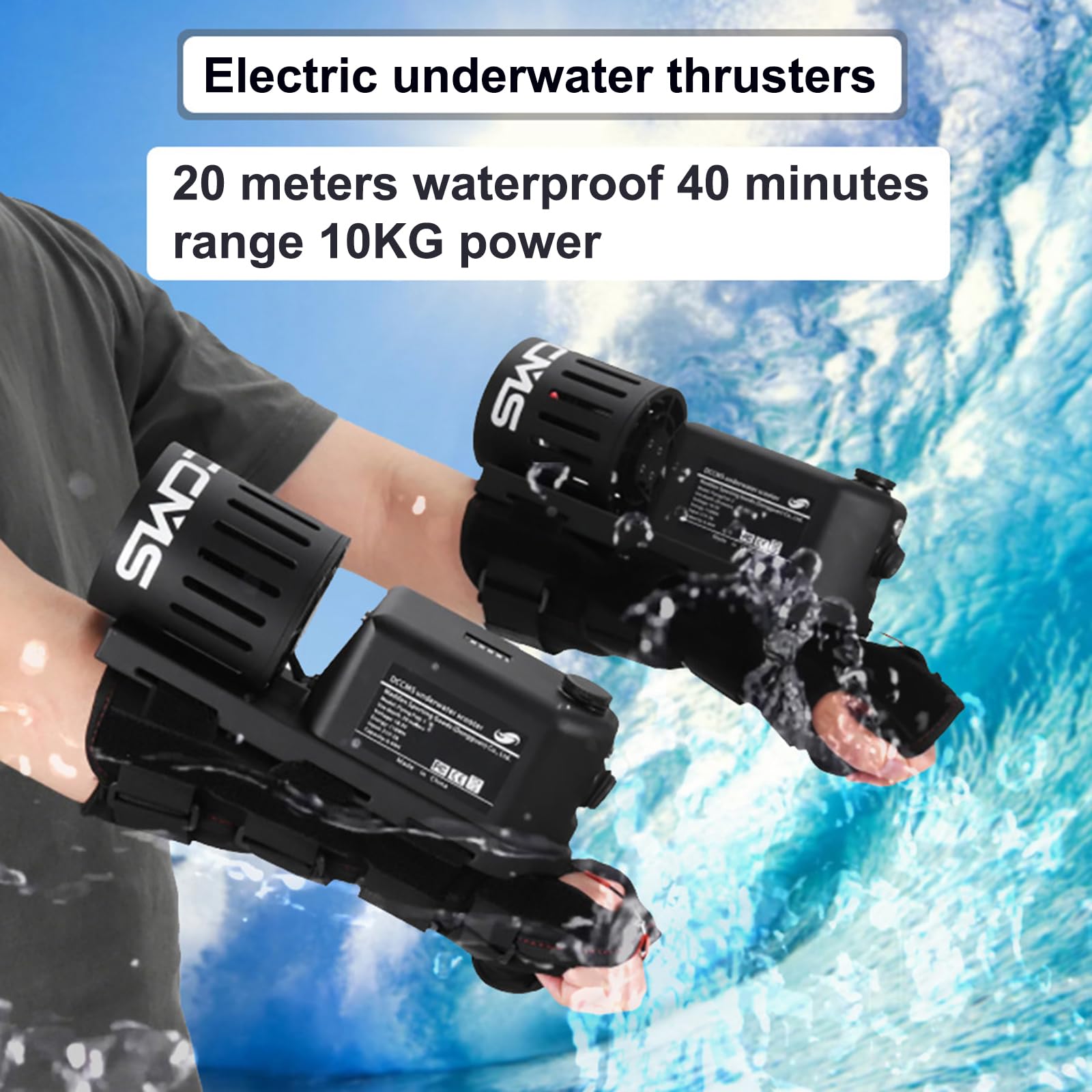 Elica elettrica per scooter subacqueo per immersioni subacquee, profondità 20 m, resistenza 40-50 minuti, ideale per snorkeling e attività acquatiche