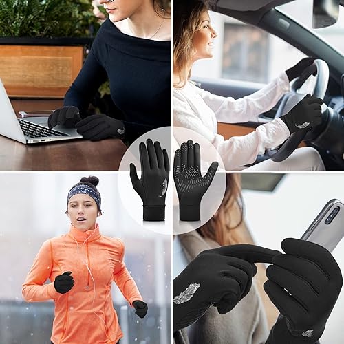 Miniatura 7 de Guantes deportivos de invierno cálidos para correr, para clima frío, guantes térmicos para pantalla táctil, guantes antideslizantes de forro polar