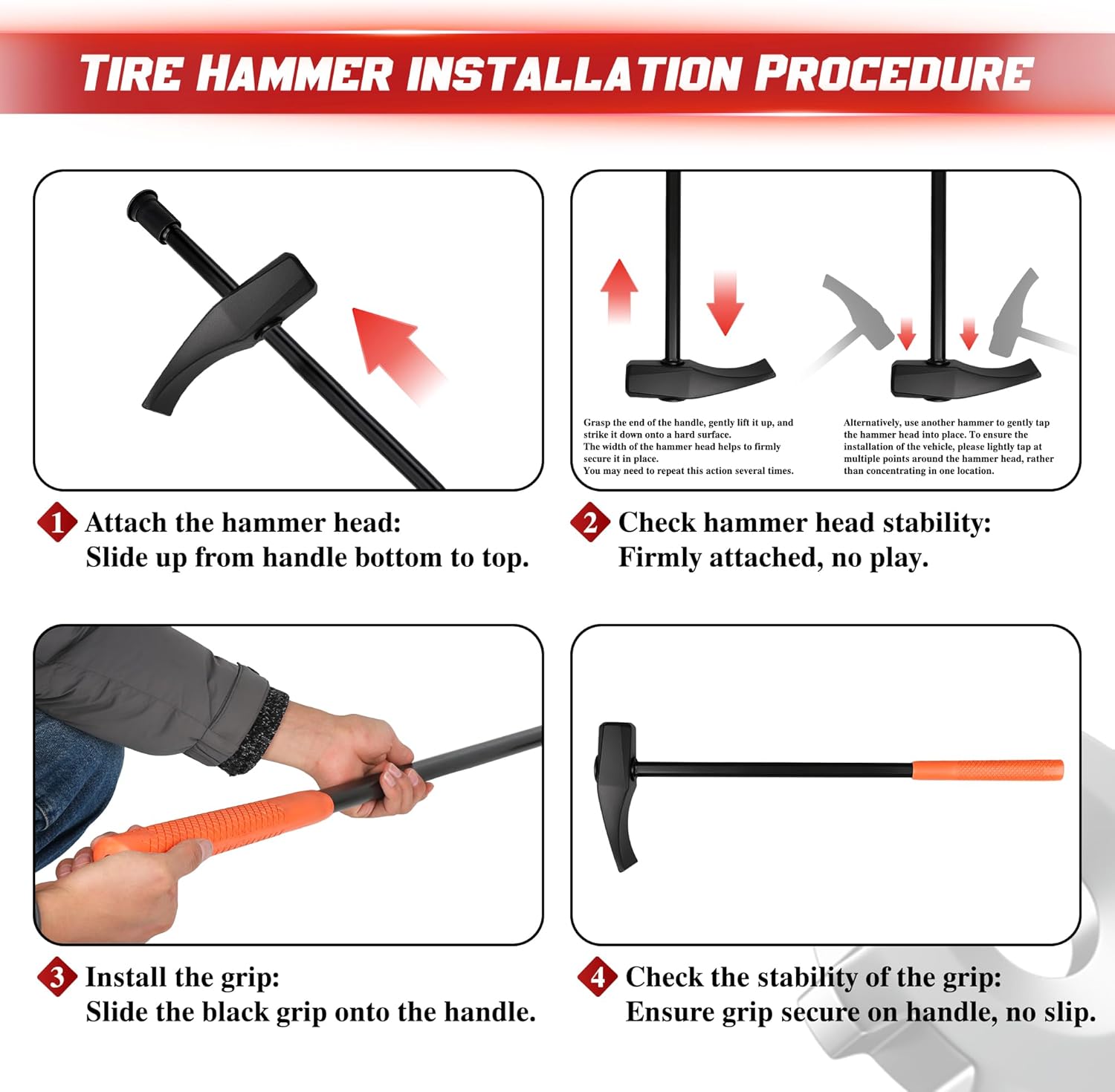 Tire Hammer 35429, 32" Heavy Duty Bead Breaker Tool & Duckbill Tire Iron for Truck, Tractor, Bus, ATV, Aircraft Tire Maintenance and Repair