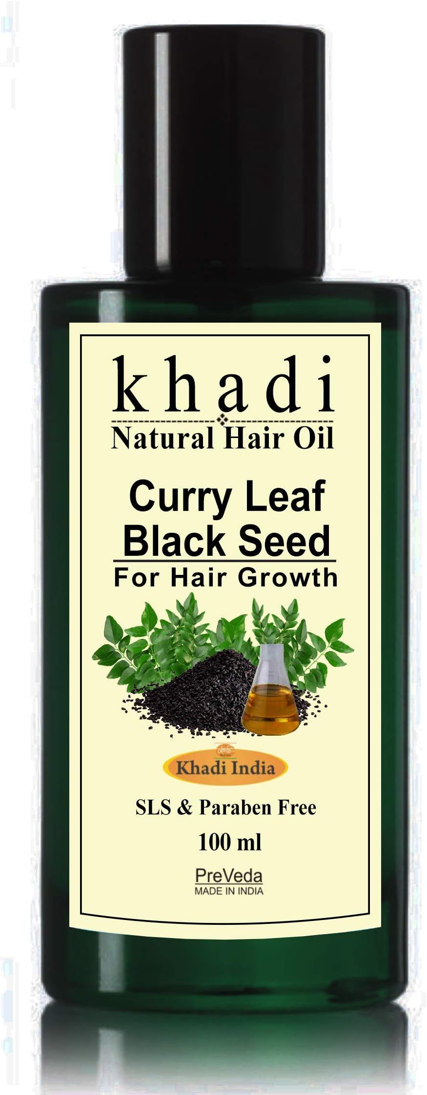 PreVeda® Khadi Black Seed & Curry Leaf Organic hair Oil with best herbal & natural oils 100 ml