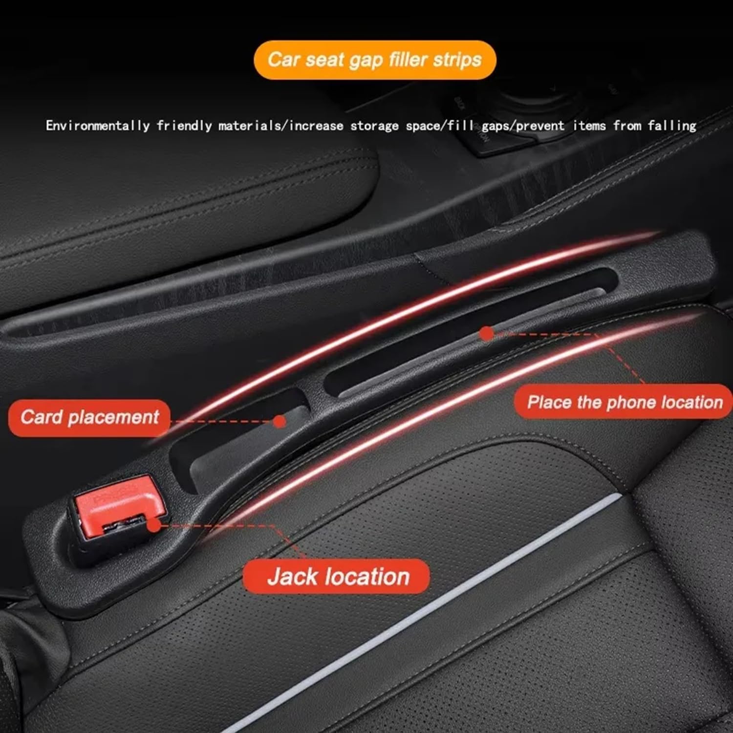 voor Volvo V60 2020 2021 2022 PU autostoel opening opbergdoos,autostoel zijkant bekerhouder beugel stoel opslag stoel opening accessoires,B-Erster Offizier-Red
