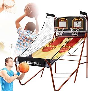 Faltbarer elektronischer Basketballkorb mit automatischem Punktezähler und Arcade-Funktionen, inklusive Basketbällen für den Innen- und Außenbereich
