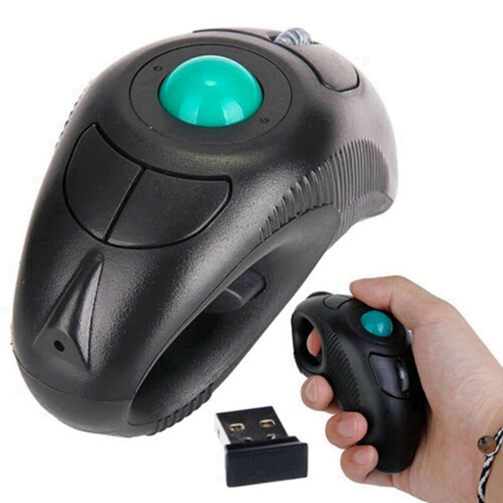 2X 2.4G Wireless Air Mouse Ergonomique Trackball Handheld Finger USB Souris USB Optique Trackball Souris