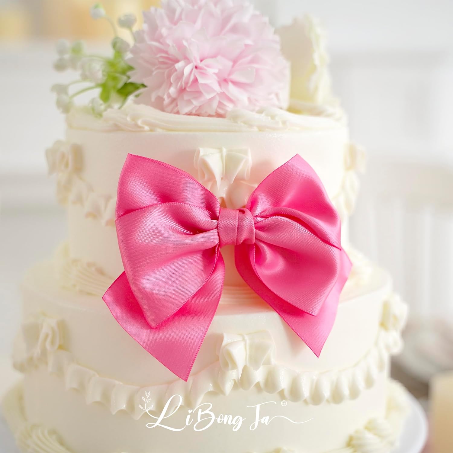 4 Inch Hot Pink Gift Bow Satin Ribbon Bows for Crafts, Pre-Tied Bows, Twist Tie Bow for Treat Bags, Premade Decorative Bow, Wrapping Bows for Presents, Wedding, Baby Shower-24 Counts - Image 4