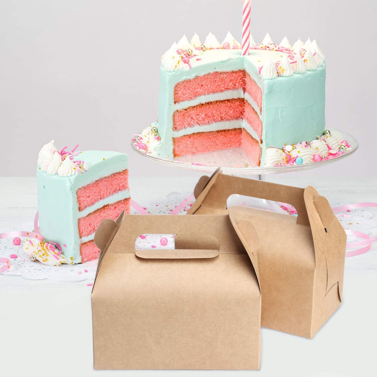 HOZEON 100 PCS Kraft Gable Treat Boxes, 6.4 x 3.5 x 3.2 Inches Strong and Durable Gable Boxes, Recycled Party Candy Treat Boxes for Birthday Party, Wedding, Baby Shower - Image 7