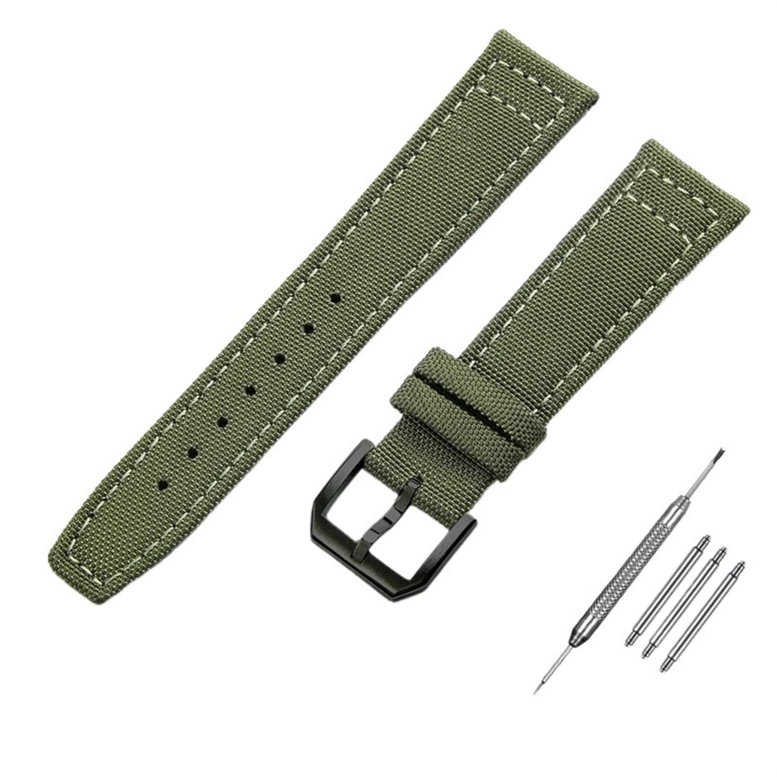 XMKT 20mm 21mm 22mm Nylon Canvas Cinturino per IWC PILOT Portogallo PORTOFINO Cinturino in Tessuto Fibbia Pieghevole Cintura in Pelle di Vacchetta