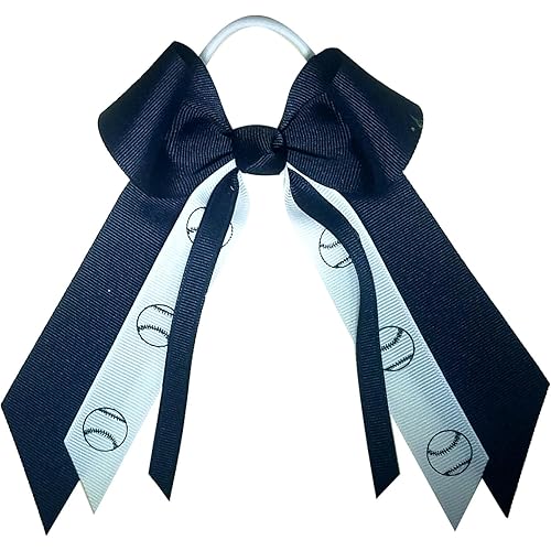 Small Softball Hair Bow Dark Navy (Dark Navy)
