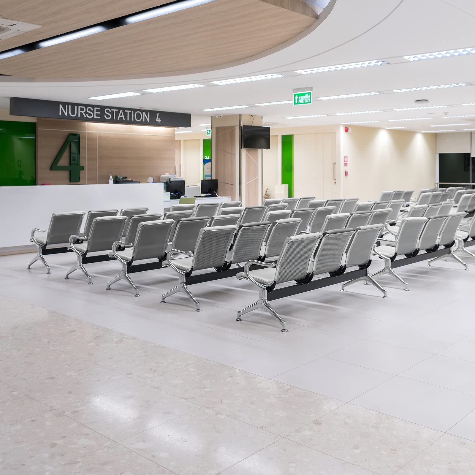 PrimeMatik - Chaises sur poutre pour salle d'attente avec 2 sièges ergonomique rembourrés