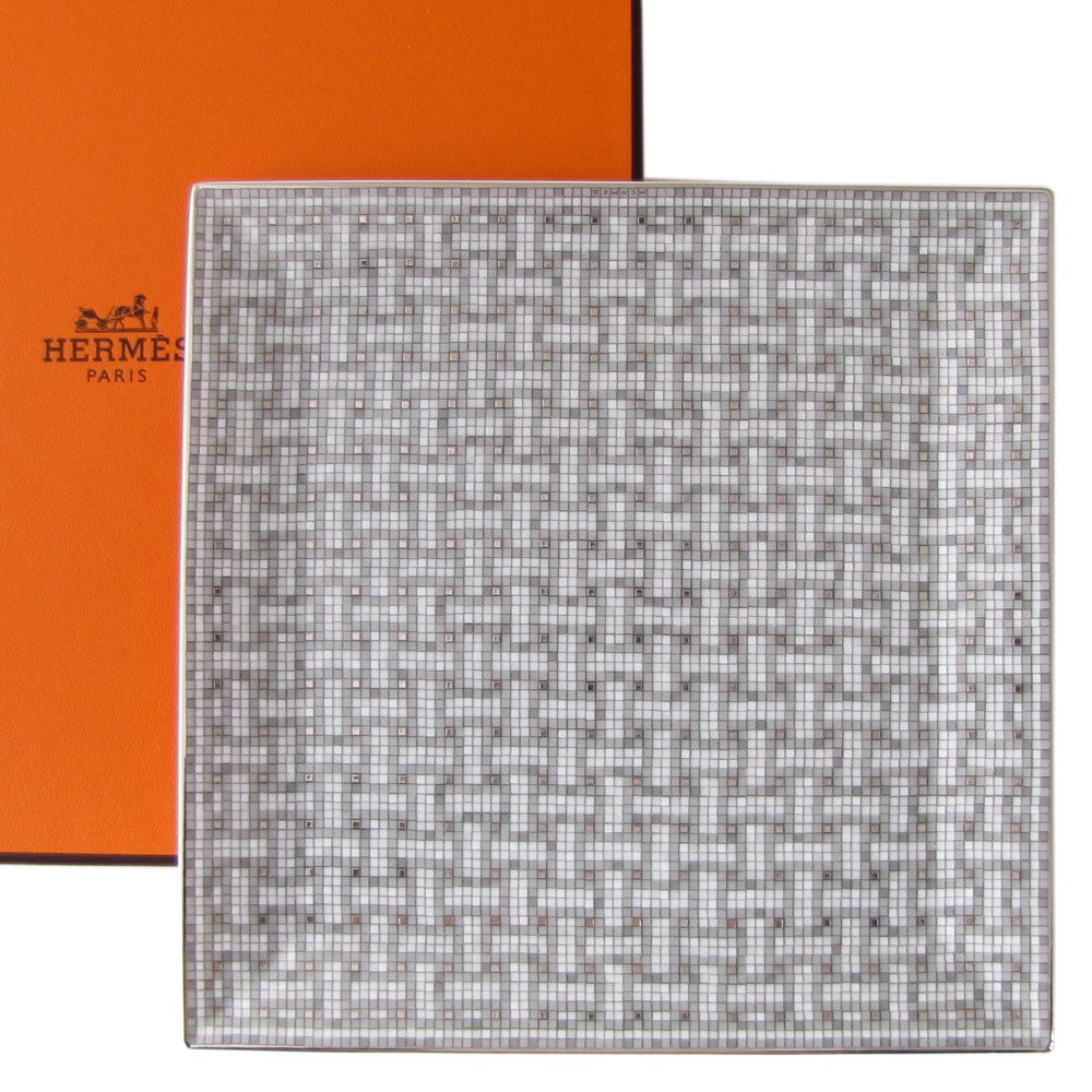 HERMES プチカレ スクエアプレート モザイク ヴァンキャトル プラチナ エルメス HERMES モザイク ヴァンキャトル プラチナ プチカレ