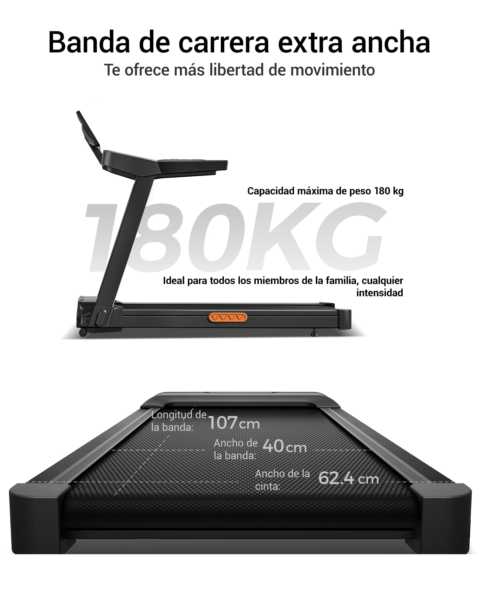UMAY Cinta de Correr Plegable con Inclinación Automática 20%, 14 KM/H Caminadora Eléctrica con Consola Ajustable en 4 Niveles, 3,5 CV Cinta de Andar con Pantalla LED, hogar y la Oficina 180KG