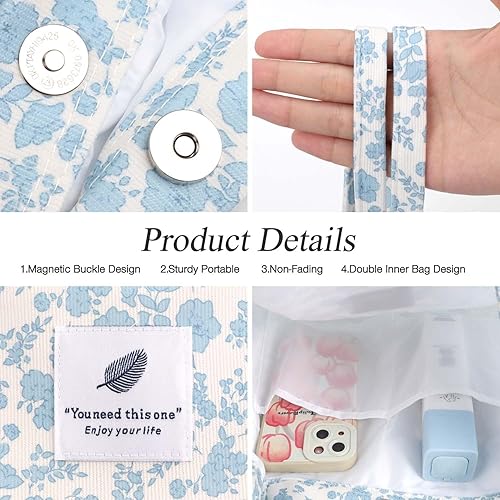 Vista 90 de Tote - Bolsa de hombro reutilizable de pana de gran capacidad con bolsillos interiores para mujeres y niñas Rayas