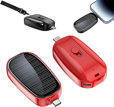 Mini Solar Mobile Phone Charger, 1200mAh Mini Solar Power Bank, Key Chain, Solar Power Bank Charger, Fast Charging, Ultra Thin, Portable, Keychain Charger, Long Lasting, Compact & Lightweight, For