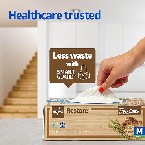 Miniatura 10 de Medline Guantes protectores desechables, medianos, blanquecino, unisex, 250 unidades