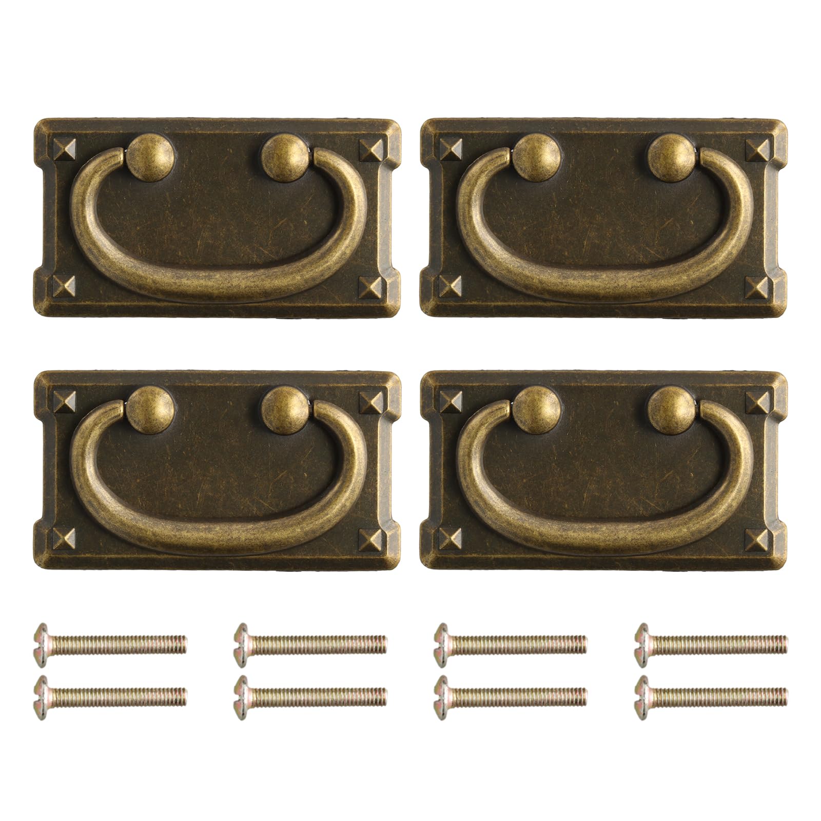 Kuleyang Vintage Cabinet Handles 4 Pack – Antique Brass Drawer Pulls & Cupboard Knobs for Kitchen Cabinets, Wardrobe, Dresser & Furniture Restoration