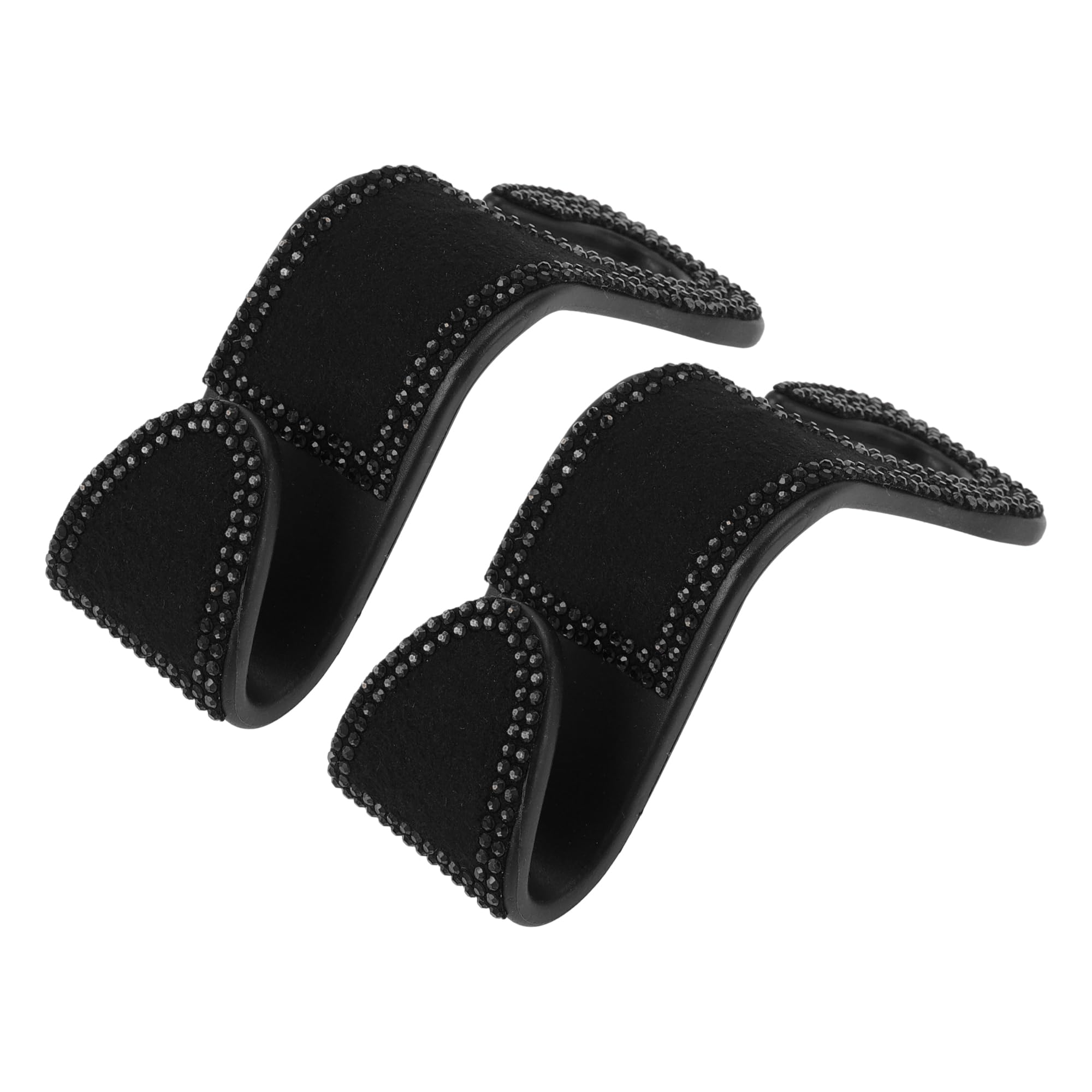 HEROFFIX 2 Pcs for Purses and Bags, Umbrella Etc Car Seat Headrest Hook Sturdy Car Seat Back Organizer Hooks Black ABS Rhinestone 2.56"x1.38"