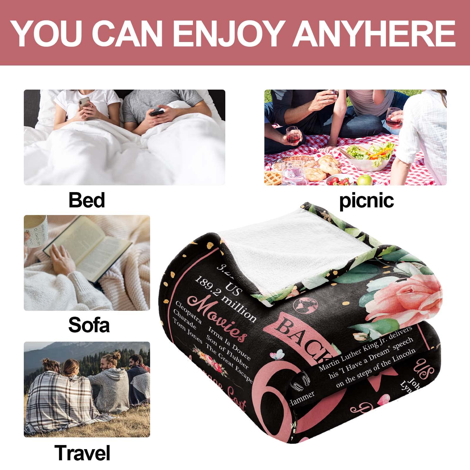 Weiche Flanell-Decke Zum 60. Geburtstag – 130x150 Cm, Kuscheliges Geschenk Für Frauen